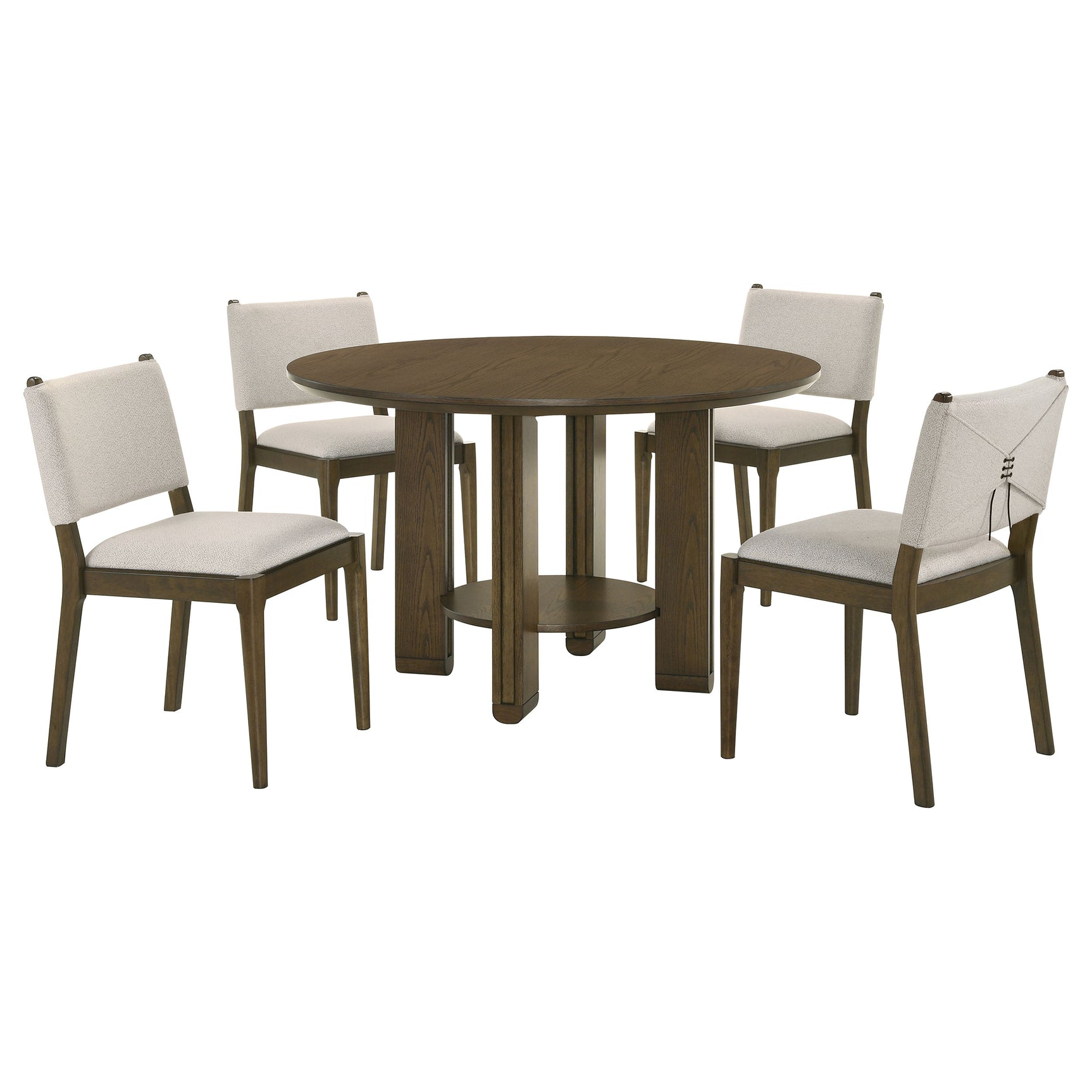 Ottowa Brown Round Wood Dining Table in a room setting