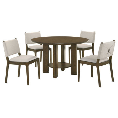 Ottowa Brown Round Wood Dining Table in a room setting