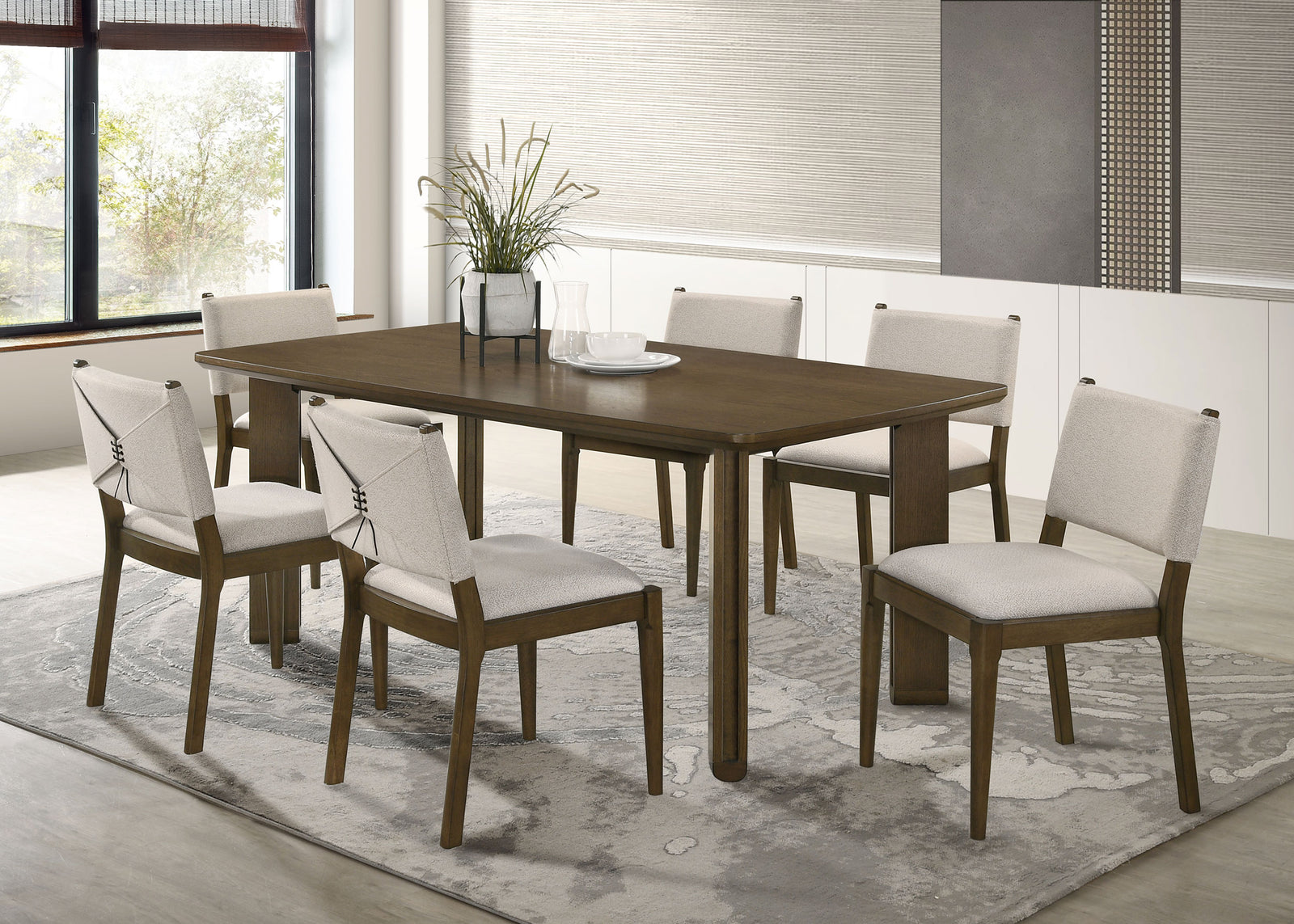 main view of Ottowa Brown Rectangular Wood Dining Room Table Set dining room furniture