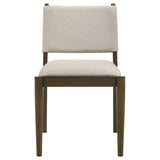 Tapered brown hardwood legs of Ottowa dining side chair