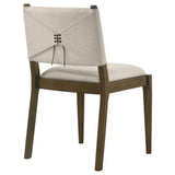 Ottowa Upholstered Dining Side Chair brown fabric angled view
