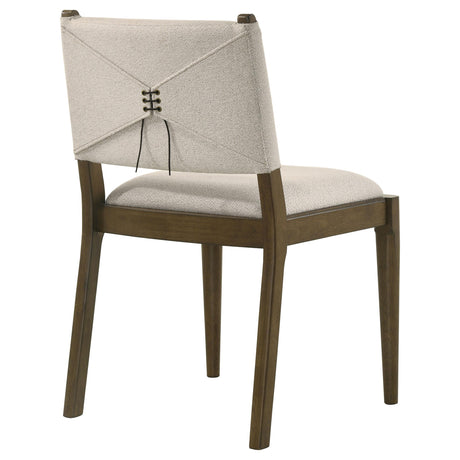 Ottowa Upholstered Dining Side Chair brown fabric angled view