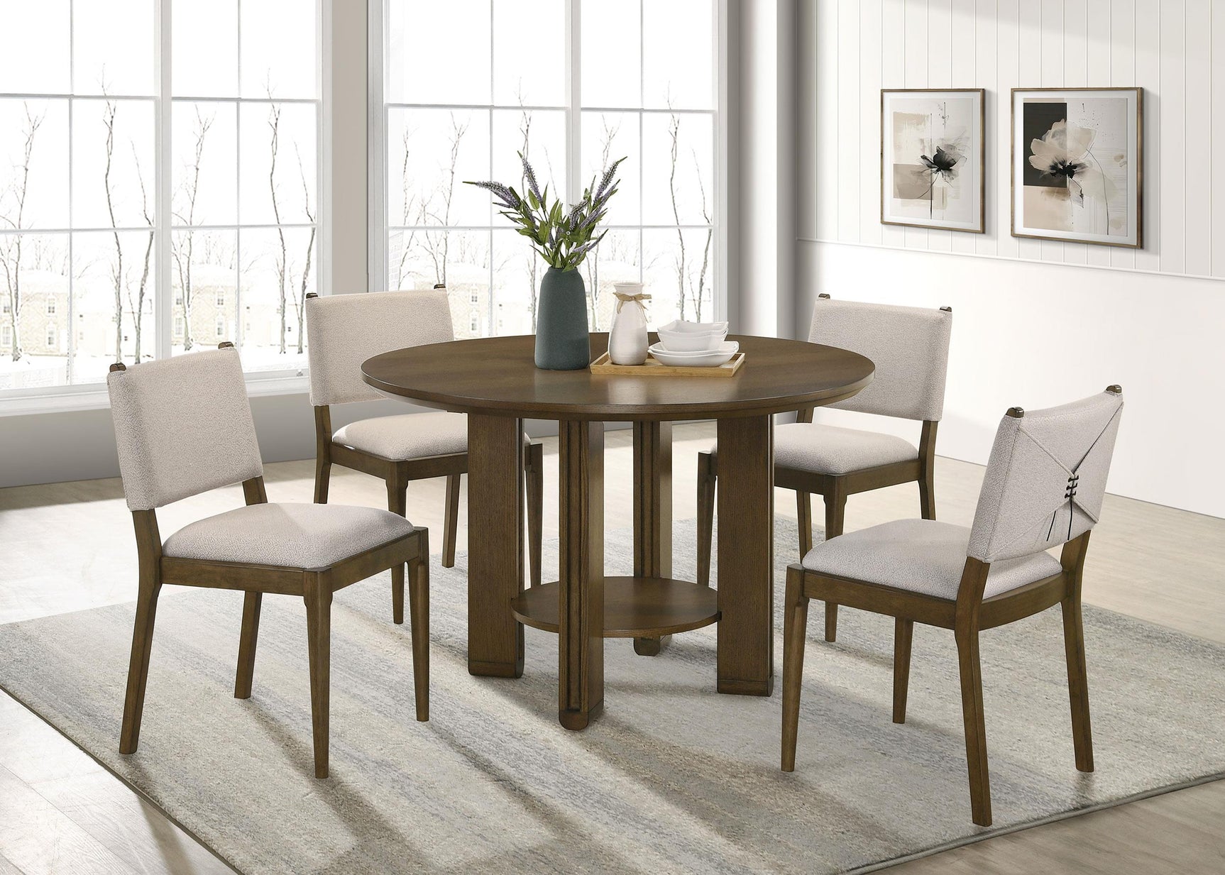 Ottowa Upholstered Dining Side Chair brown fabric angled view