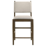 Tapered legs in rich brown wood finish