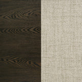 Reseda beige upholstered dining side chair angled front view