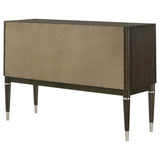 Plastic glide levelers under sideboard
