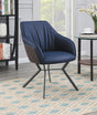 Trevon Upholstered Tufted Side Chair front angle blue and brown