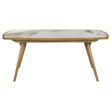 Angle view of Croyden dining table showing wood grain and finish