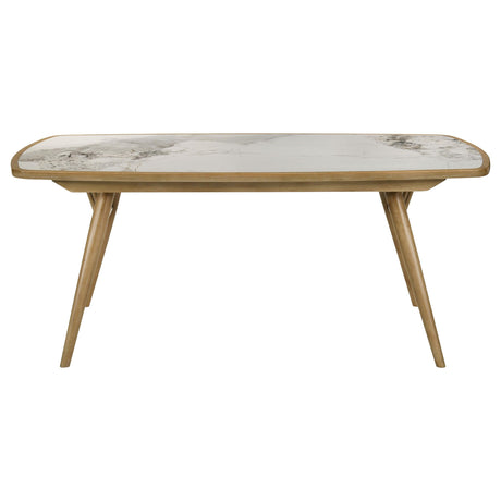 Angle view of Croyden dining table showing wood grain and finish