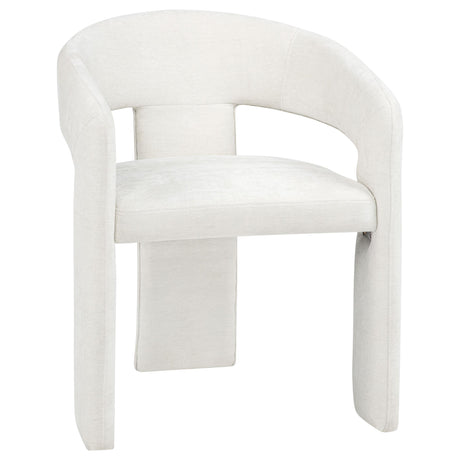 Close-up of Carlow dining chair fabric and armrest