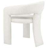 Profile view of white upholstered Carlow dining chair