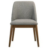 Dark oak tapered leg detail of Franklin dining chair