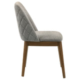 Side profile of Franklin grey upholstered dining chair