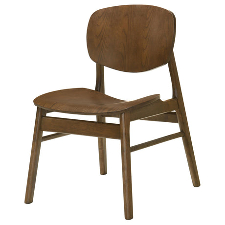 Benford chair showing seat depth and width in dark brown finish