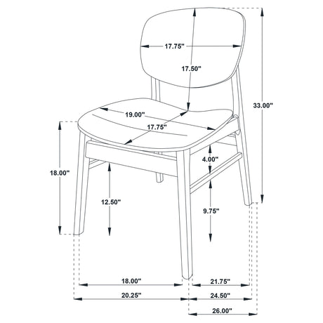 Two chairs pulled close to dining table in bright room