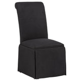 Close-up of black fabric upholstery and cushioned seat