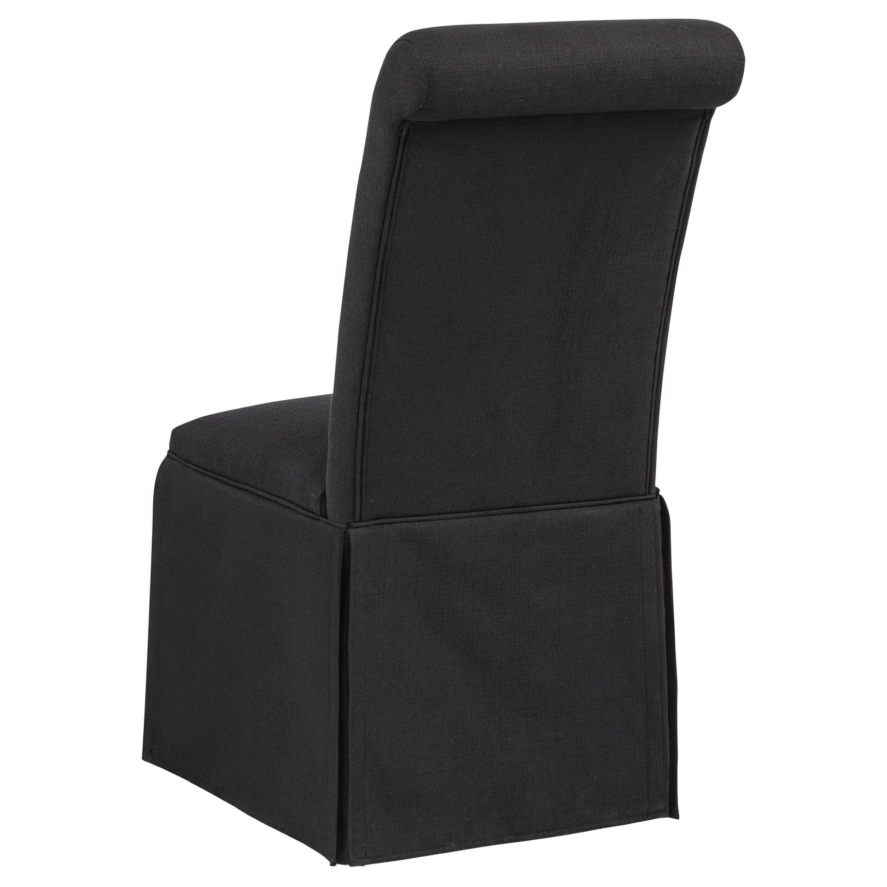 Shawna Black Upholstered Skirted Side Chair - front angle