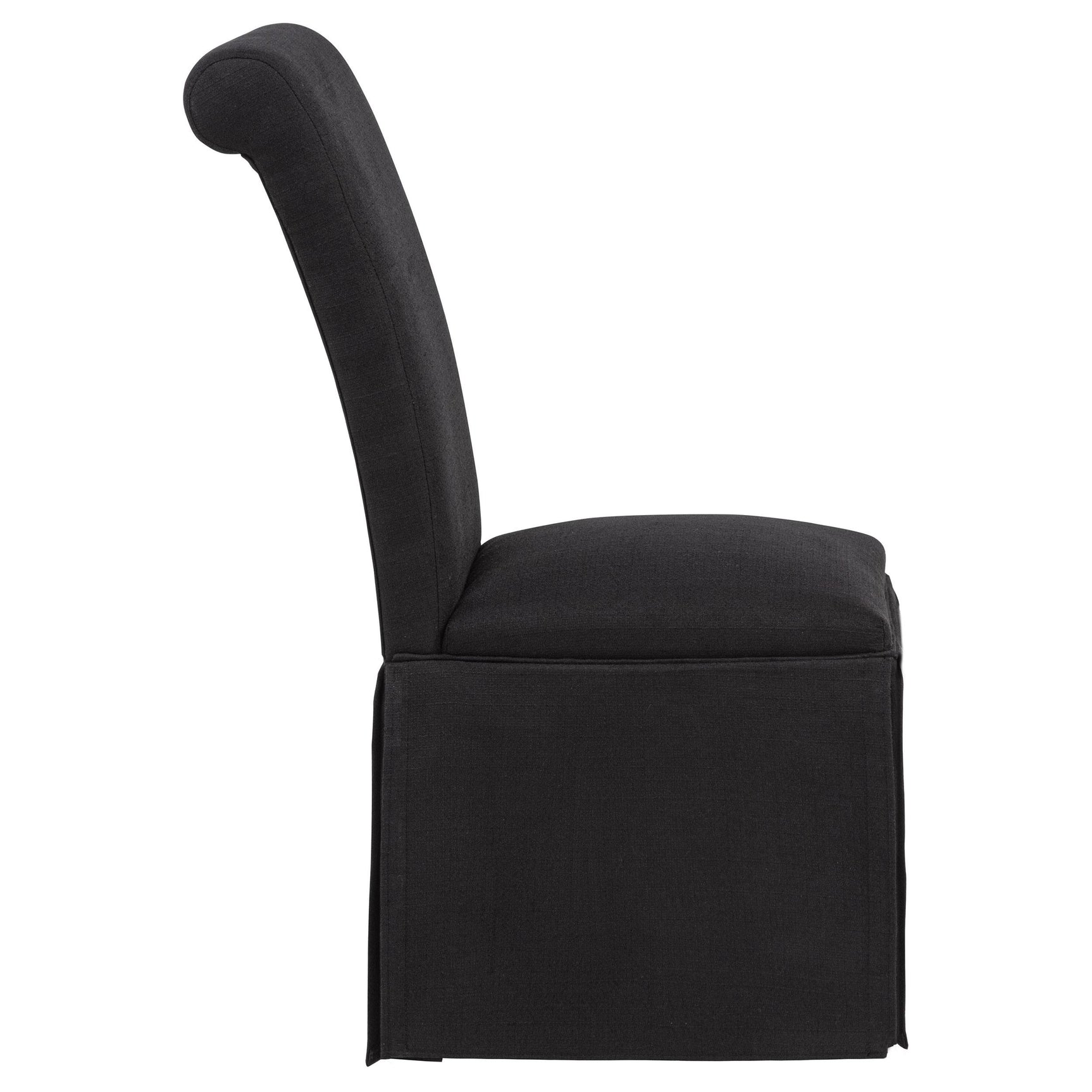 Shawna Black Upholstered Skirted Side Chair - front angle