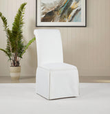 Shawna white upholstered skirted side chair side view