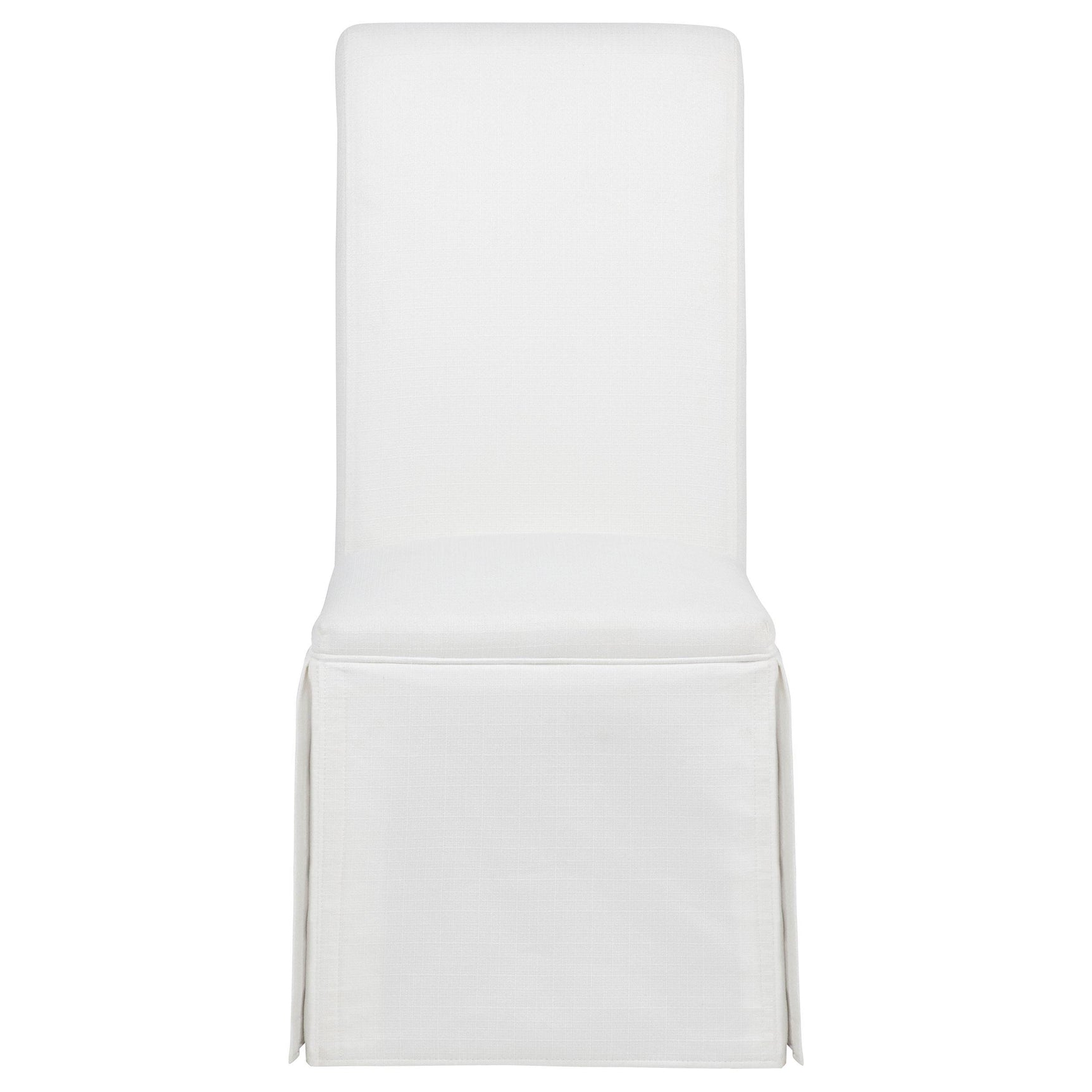 Shawna upholstered side chair cushion and wood leg close-up
