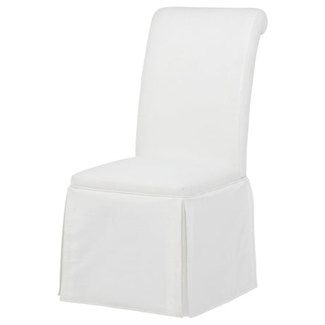 Set of 2 Shawna white upholstered skirted side chairs