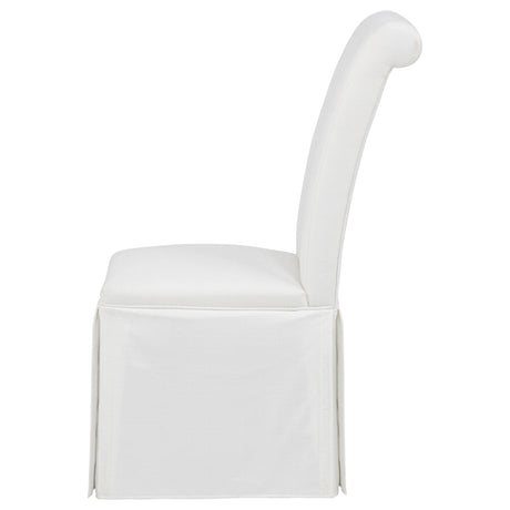 Shawna skirted side chair seat and top rail detail