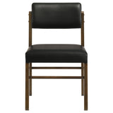 Kehoe upholstered dining side chair in black leatherette from front right angle