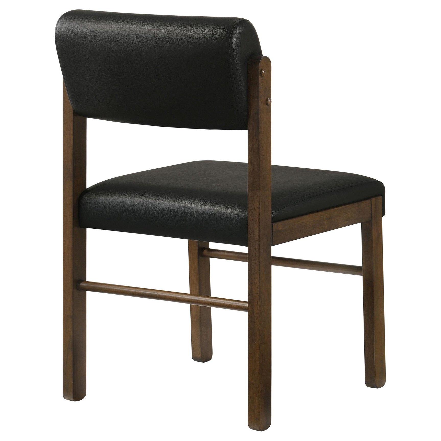 Kehoe upholstered dining side chair in black leatherette from front right angle