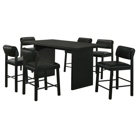 Kehoe black upholstered counter height chair front angle