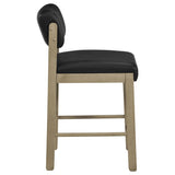 Kehoe black upholstered counter height chair with natural oak legs