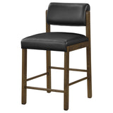 Close-up of black leatherette upholstery on Kehoe chair