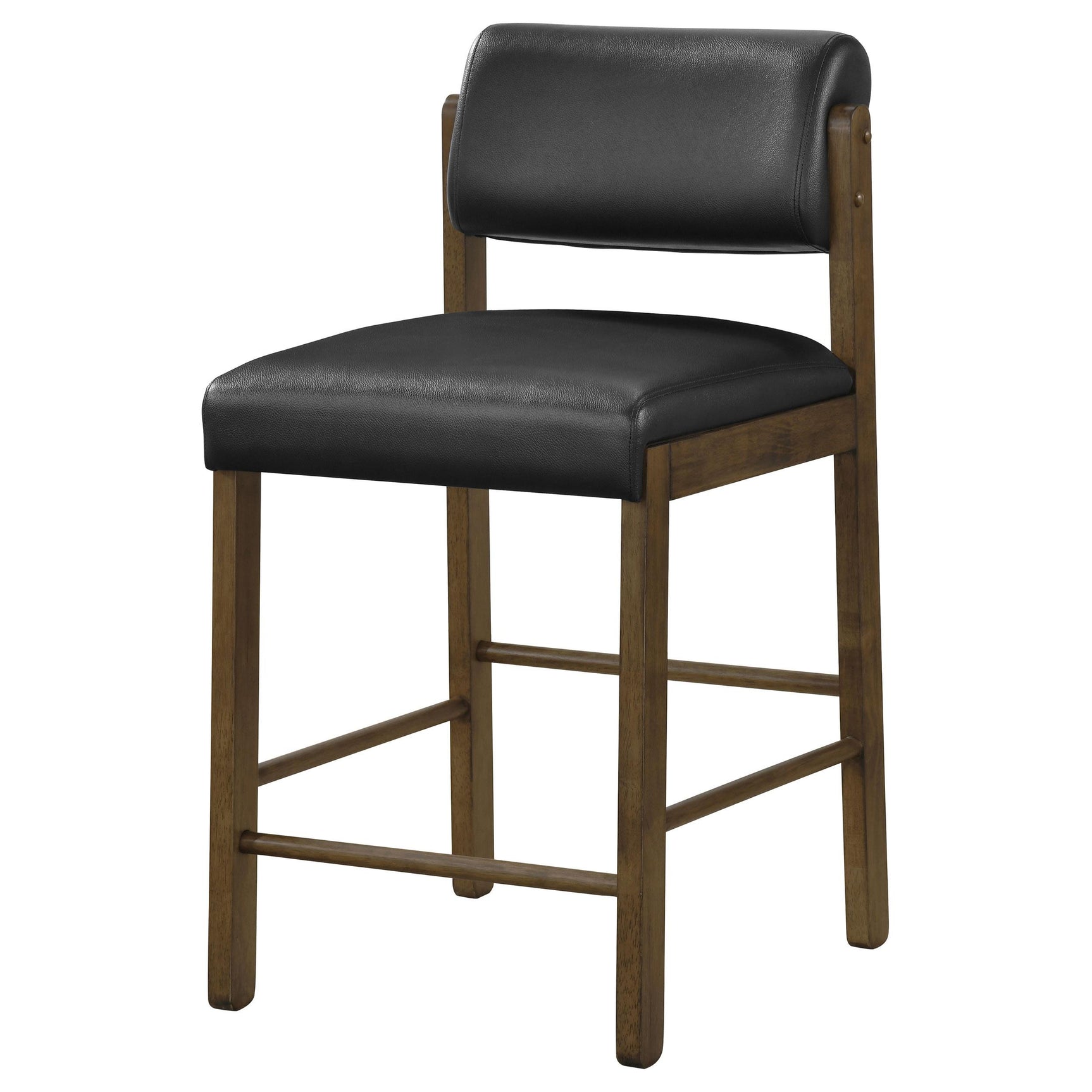 Close-up of black leatherette upholstery on Kehoe chair