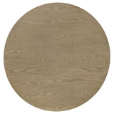 Hamlyn round dining table side angle showing fluted pedestal base