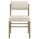 Close-up of fabric upholstery and foam cushion on chair seat