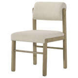 Rubberwood legs and stretchers of Kehoe dining chair