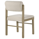 Natural oak wood legs with stretcher support detail