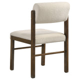 Kehoe cream upholstered dining side chair with walnut legs