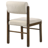 Kehoe cream upholstered dining side chair with walnut legs