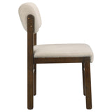 Kehoe cream upholstered dining side chair with walnut legs