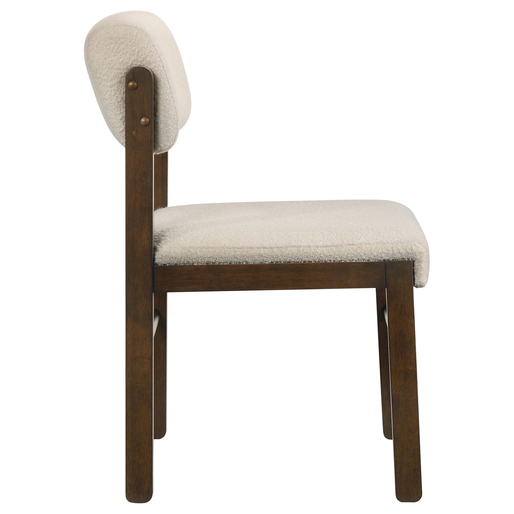 Kehoe cream upholstered dining side chair with walnut legs