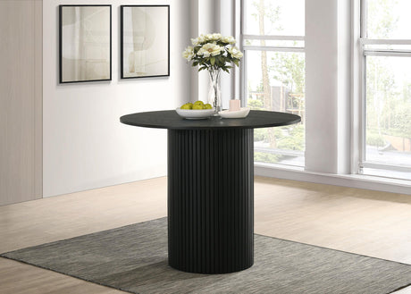 Hamlyn round counter height dining table side angle