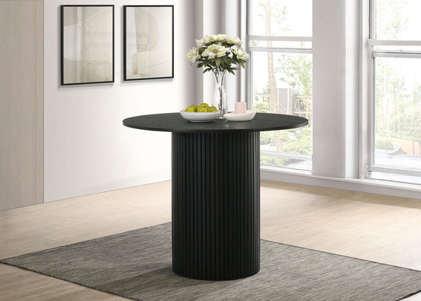 Hamlyn round counter height dining table side angle