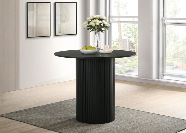 Hamlyn round counter height dining table side angle