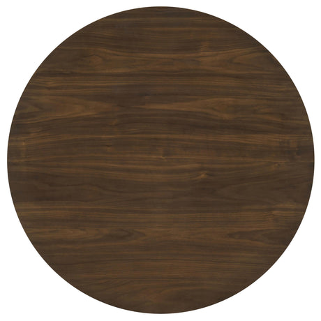 Hamlyn Round Walnut Wood Counter Height Table side angle
