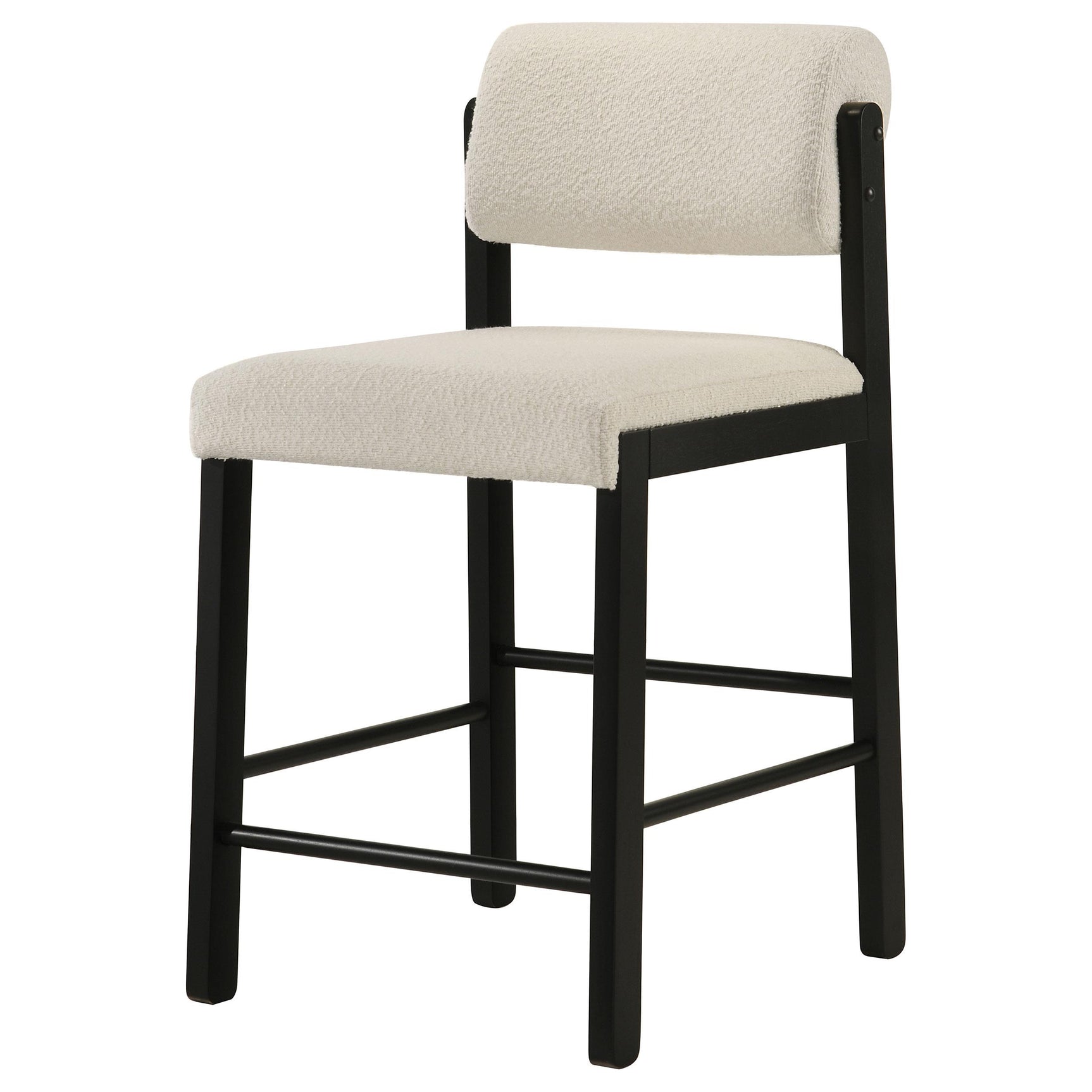 Black rubberwood legs and footrest stretchers on Kehoe counter height chair