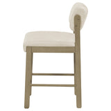 Set of 2 Kehoe upholstered counter height chairs side by side