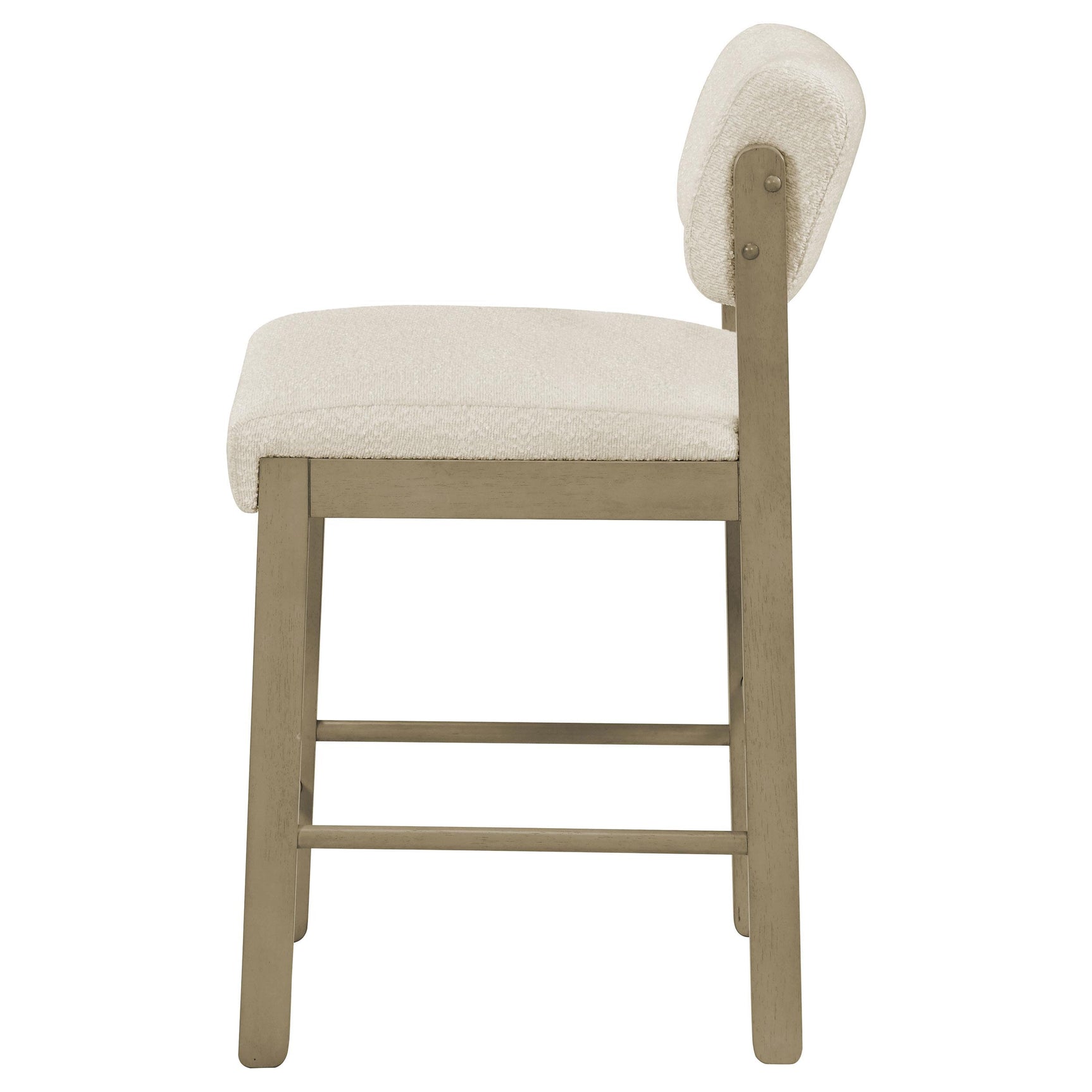Set of 2 Kehoe upholstered counter height chairs side by side