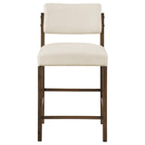 Back view showing walnut legs of Kehoe Upholstered Chair