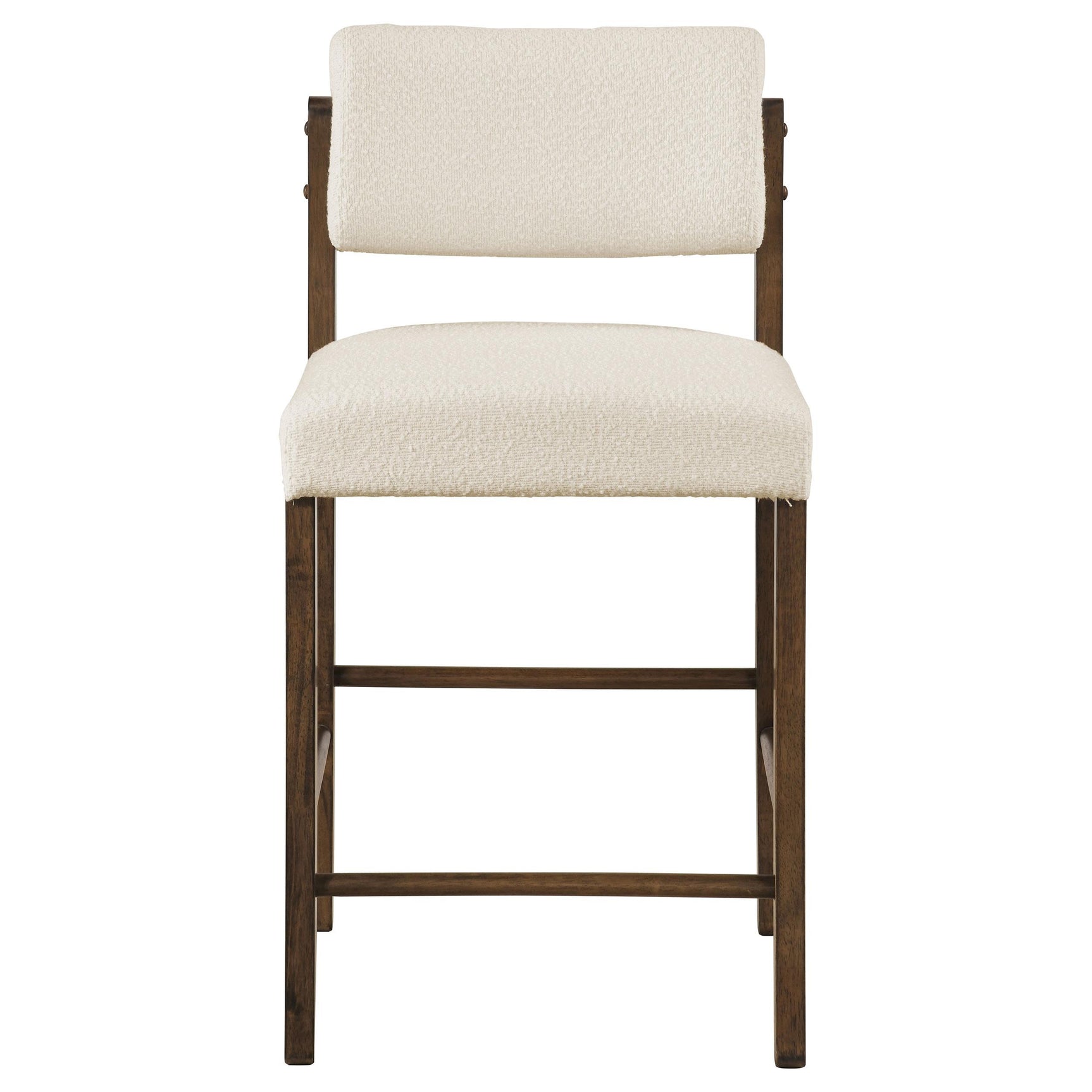 Back view showing walnut legs of Kehoe Upholstered Chair