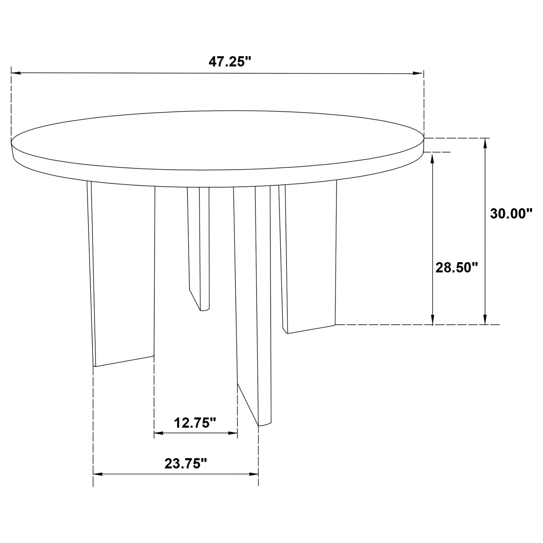 Back view of Strouse natural oak wood round dining table base